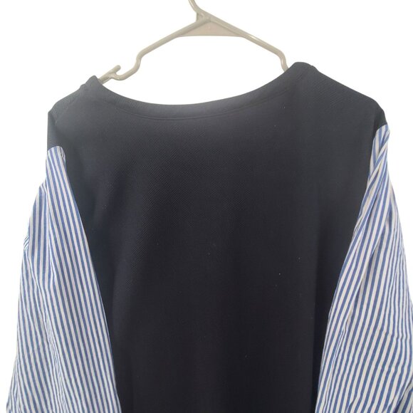 * Lane Bryant Mixed Media Pullover Blouse Top Plus Size 22/24 Women’s Black Blue - Picture 7 of 9